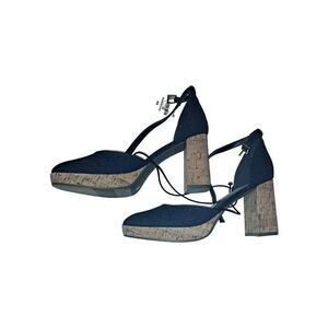 WORTHINGTON Size 9 Blue Women’s Panama Denim Cork Heel Shoes New